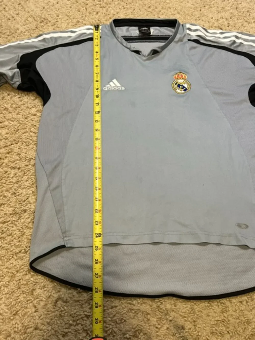 Real Madrid Vintage Adidas 2004 Gray Training Top Shirt Size Medium M